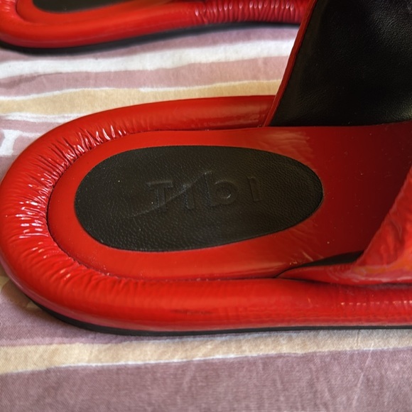 Tibi Beyren slides in red crinkle patent, size 40EU, EUC. $125 - Picture 8 of 8